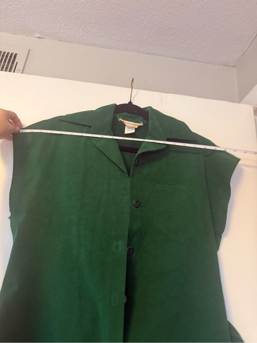 Vintage Forest Green Button-Front Shift Dress - Picture 13 of 14